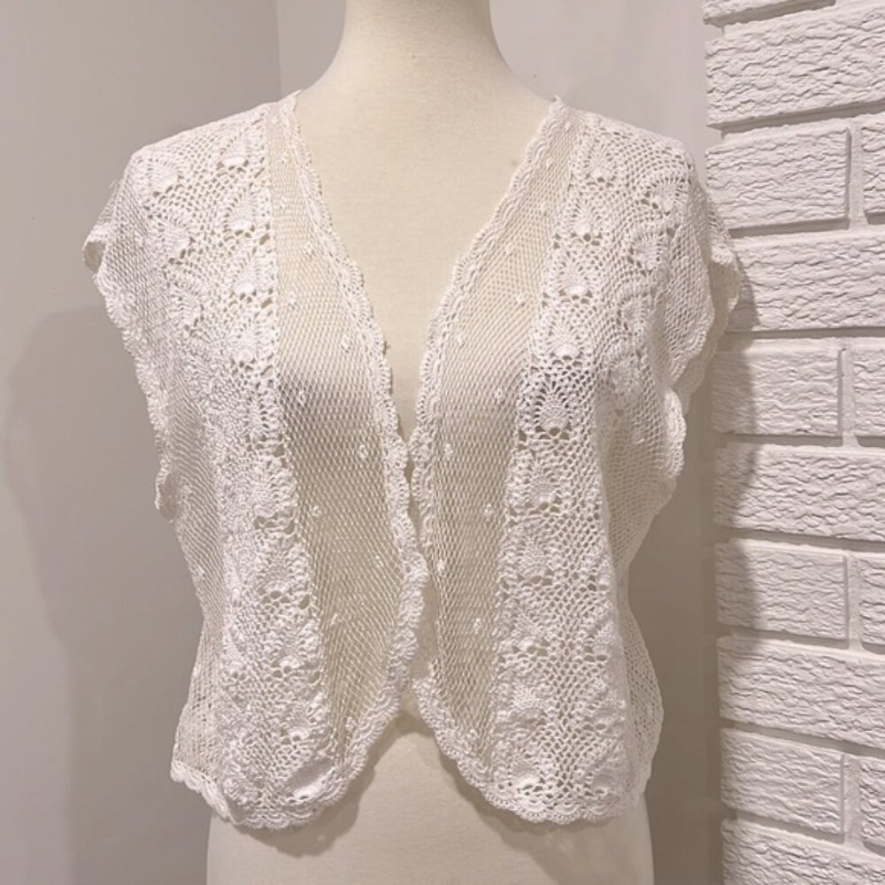 Hand-crocheted lace cotton, Vest, amazing pattern entirely handmade